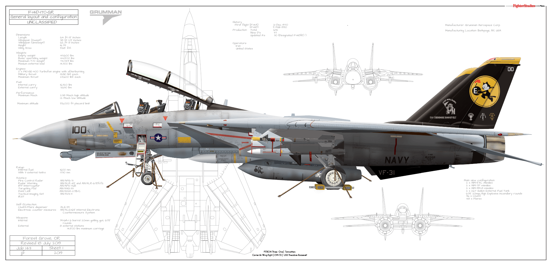 VF-31 Tomcatters F-14 Tomcat ワッペン パッチ U.S.NAVY ゆう